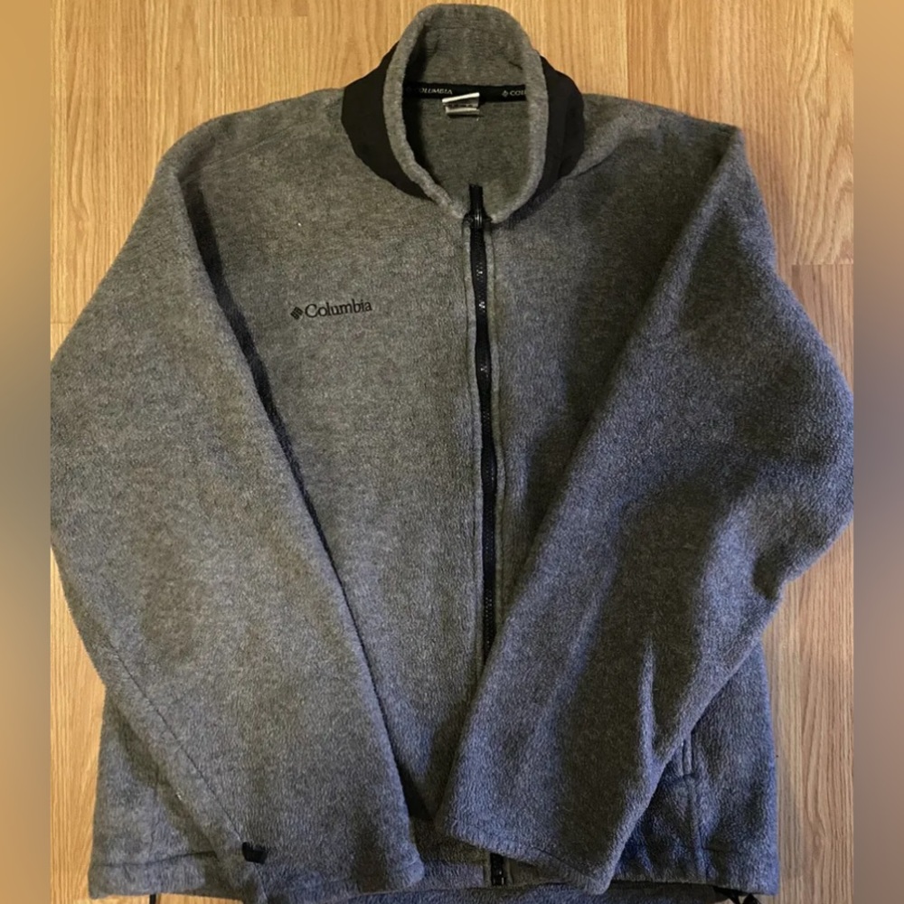 Columbia Womens Gray Long Sleeve Collared Full Zip Sweater Size Medium Polyester